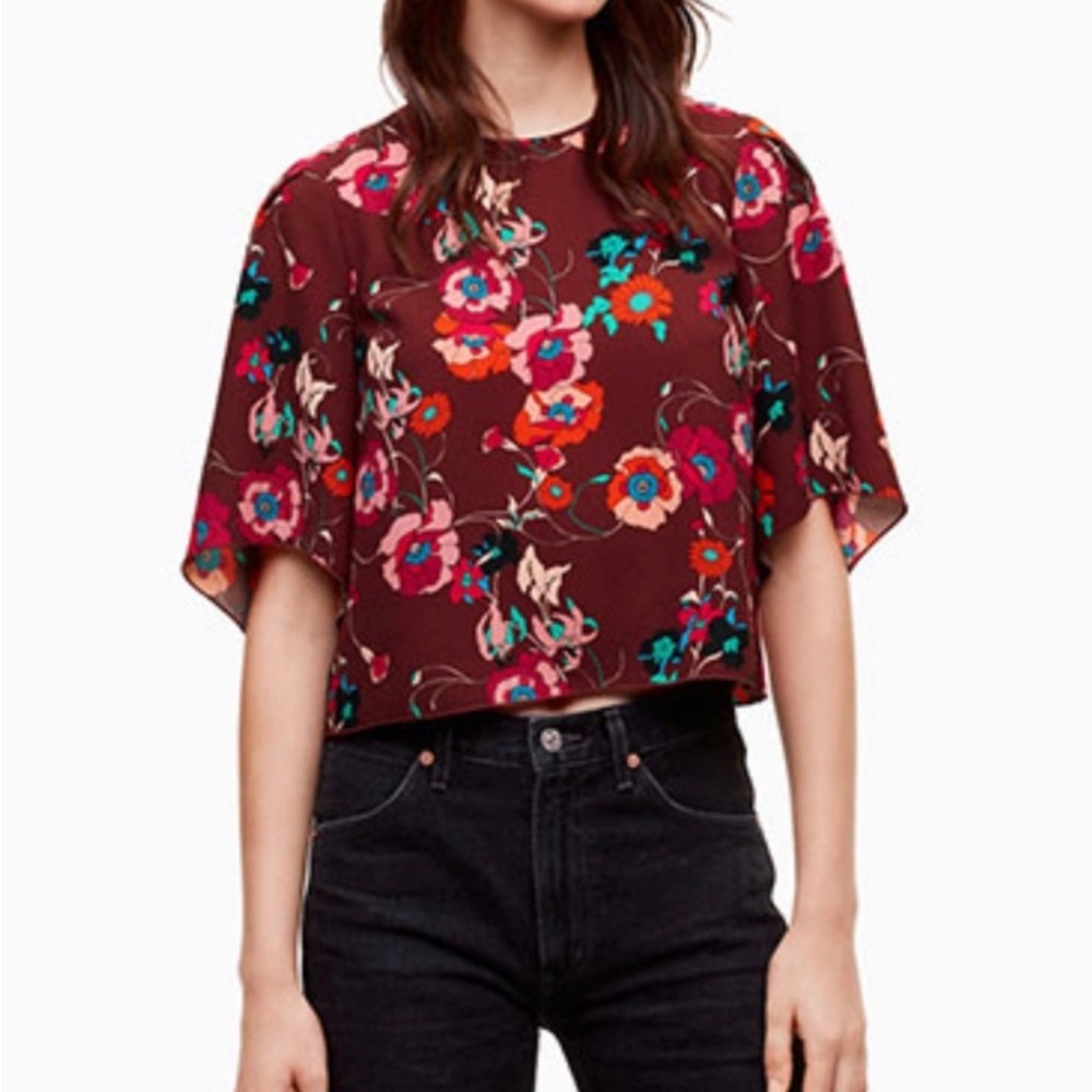 COPY - Aritzia Wilfred Cambrai Mauve Pink Floral Top
